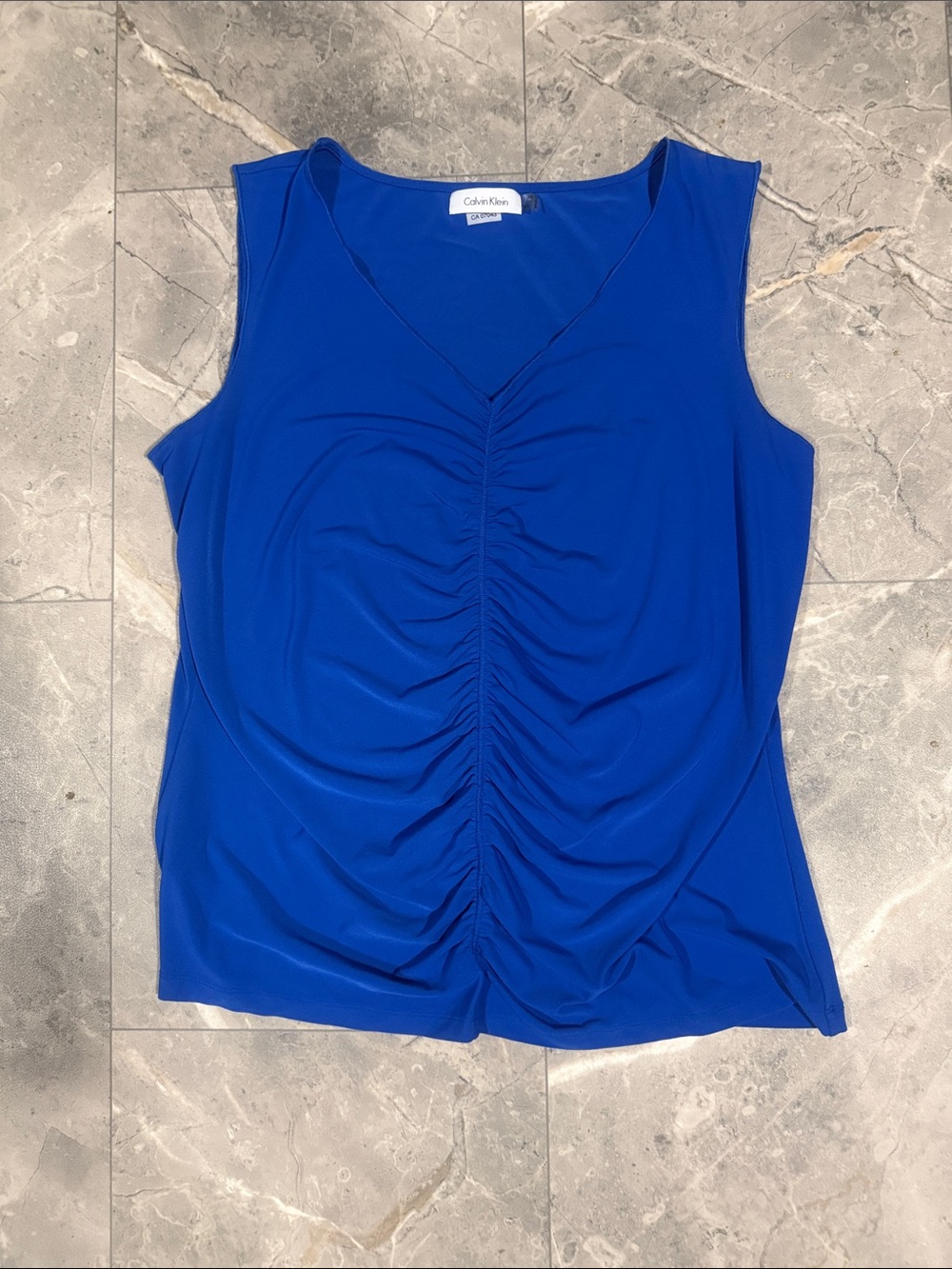 Calvin Klein Women's Cobalt Blue Sleeveless Ruched V-Neck Camisole